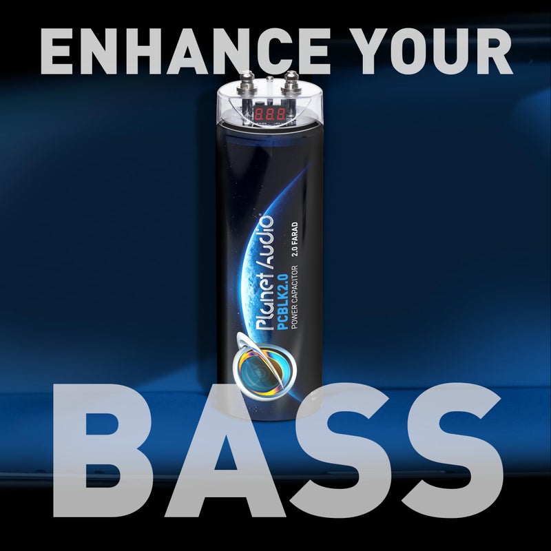Planet Audio PCBLK2.0 Car Capacitor - 2 Farad, Energy Storage, Enhance Bass from Stereo, Warning Tones, LED Voltage Meter - Image 2
